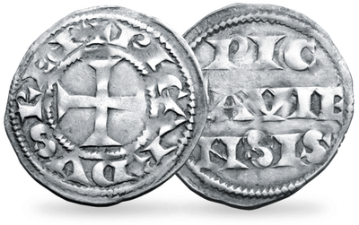Monnaie ancienne «Denier d'argent - Richard Coeur de Lion»